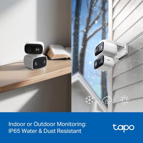 Tapo 2K Indoor/Outdoor Dual Lens Pan/Tilt Wired Security Camera - 125° Wide-Angle View + 6mm Zoom, Motion Track, Person/Vehicle Detection, Local Storage or Optional Cloud, C246D - size: 1-Pack, style: 2K Dual-Lens Pan/Tilt