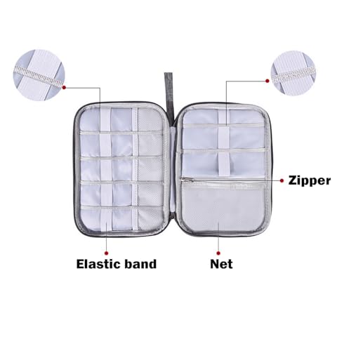 Organizer Case Small Electronic Devices USB Charger Accessories Mouse Phone Cable SD Power Bank Earphone - color: Medium-Grey