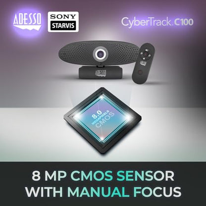 Adesso 4K Webcam for Conference and Meeting Room, PC and Laptop with Remote Control Ultra HD Boardroom Camera with 8MP CMOS Sensor, Adjustable View Angle, 4X Zoom, Clear Speaker, and Microphone