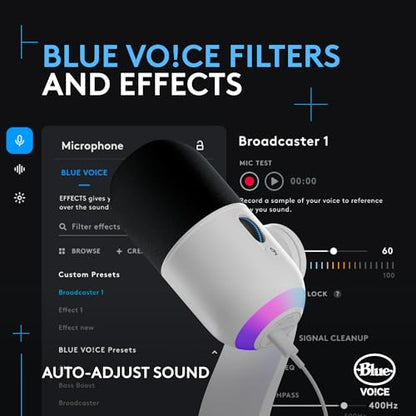 Logitech G Yeti GX Dynamic RGB Gaming Microphone with LIGHTSYNC, USB Mic for Streaming, Supercardioid, USB Plug and Play for PC/Mac - White - color: White