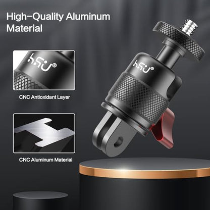 HSU Vertical Mount for GoPro, Aluminum 90 Degree Direction Adapter, 1/4"-20 Screw Tripod Mount for GoPro Hero 13/12/11/10/9/8/Insta360 X5/X4/X3, DJI Osmo Action 5/4/3 AKASO Action Camera and More