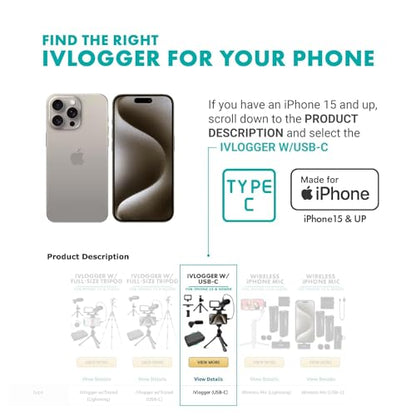 Movo iVlogger Vlogging Kit for iPhone - Lightning Compatible YouTube Starter Kit for Content Creators - Accessories: Phone Tripod, Phone Mount, LED Light and Shotgun Microphone - size: Lightning