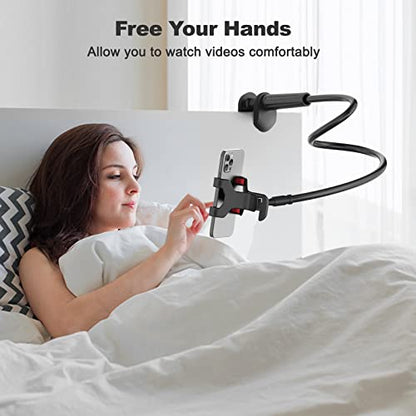 Gooseneck Cell Phone Holder, Universal 360 Flexible Phone Stand Lazy Bracket Mount Long Arms Clamp for Phone 13 Pro Xs Max XR X 8 7 6 6s Plus and Other 3.5~6.7'' Device (Black) - color: black