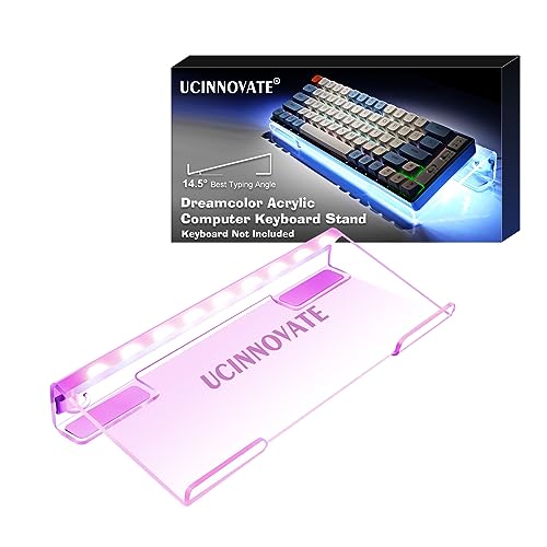 UCINNOVATE RGB Acrylic Computer Keyboard Stand, Mini LED Backlit Tray, 60% Gaming USB Interface Tilted for Easy Ergonomic Typing and Working, Office Desk, Home - color: RGB, size: 60%