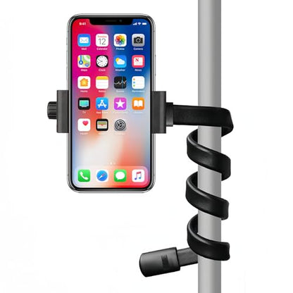 Adjustable Gooseneck Phone Holder - Suitable for Phone Holder for mic Stand，Baby Strollers, Treadmills, Shopping carts, Bicycles, Cars, Boats, and Golf carts