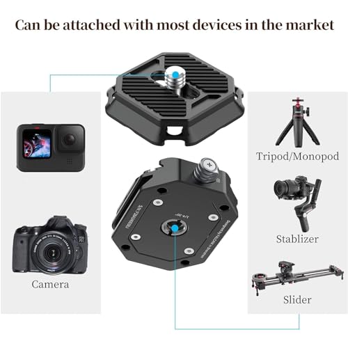 ULANZI F38 Camera Quick Release Plate w 1/4" to 3/8" Screw Thread, Quick Release System QR Plate Camera Tripod Mount Adapter for Sony Canon Monopod DSLR Stabilizer Slider DJI Switch Between Stablizer - size: F38