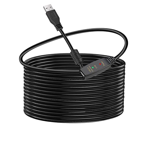 30FT Active USB Extension Cable 2.0 Male to Female with A Extension chipset Signal Booster - Active Extension/Repeate - color: USB 2.0 Extension Cable Black, size: 30FT