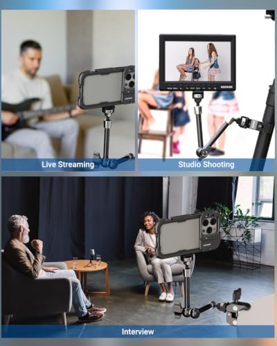 Neewer 11" Articulating Magic Arm Clamp Mount with Super Clamp, Camera Monitor Mount with 1/4" 3/8" ARRI Locating Pins & Holes for DSLR Action Camera Video Light Compatible with SmallRig Cage, ST16C - style: ST16C w/Clamp
