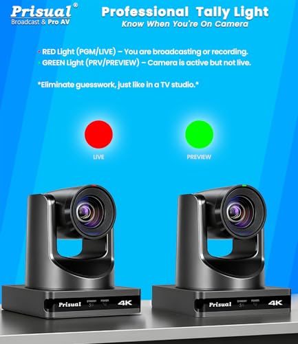 Prisual 4K NDI PTZ Camera, Advanced PTZ Auto Tracking 20X HDMI/USB3.0 PTZ Camera, TURE 4K 1/1.8” UHD 30P with Built-in Tally Light for Church Conference Events, PT20X-4K-N - color: Metallic Gray