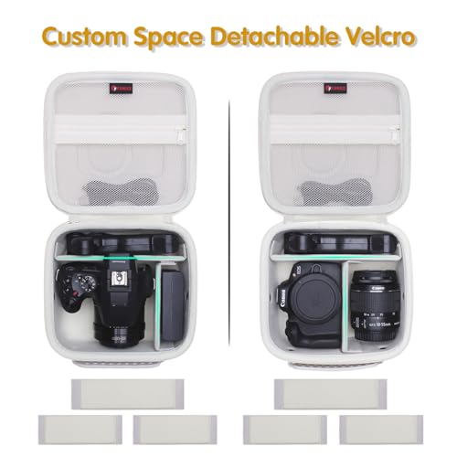 XANAD Hard Camera Case Bag Compatible with Canon EOS Rebel T7/ T100/ R50/ R50 V/RP/ R8/ R6 Mark II/ R7/ R10 DSLR Mirrorless Cameras, for Canon Sony Kodak Panasonic Nikon DSLR Mirrorless Camera, Cream - color: Cream