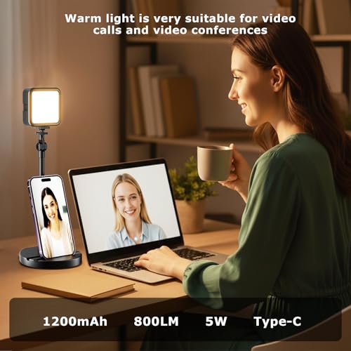 2-Pack Portable Rechargeable LED Video Light, Battery Powered Photography Lighting Kit with Stand & Phone Holder, Dimmable Camera Light for Live Streaming, YouTube, TikTok, Zoom, Video Recording