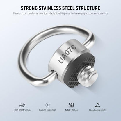 NEEWER D Ring Screw Set (4 Pack), Stainless Steel 1/4" Threaded Fixing Screw Replacement for Shoulder Strap Wrist Strap Sling Handle DSLR Camera Cage, UA076 - style: UA076
