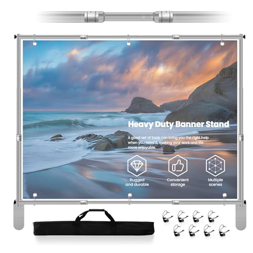 Jiang&Rong 10x10ft Heavy Duty Backdrop Stand Kit - Adjustable Step and Repeat Photo Banner Stand for Photography, Trade Shows, Photo Booths, Events(Silver) - color: Silver