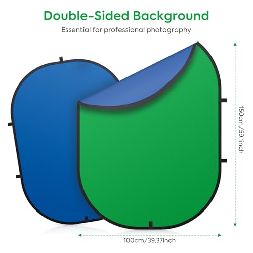 3x5ft/100x150cm Green Screen Backdrop for Photography, Double Sided Green Screen and Blue Screen, 2 in 1 Collapsible and Reversible Background for Photography, YouTube Videos,and Live Streaming - color: Blue Green