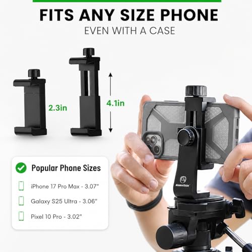 KobraTech iPhone Tripod Mount Adapter - Fits Any Smartphone - Includes Bluetooth Remote Shutter - UniMount 360 Universal Phone Holder for Tripod - size: Standard