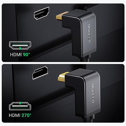UGREEN 4K@60Hz 90 Degree HDMI 2.0 Cable Right Angle, 3.3FT | High Speed HD 3D 1080P ARC, Down Angle, Compatible with Laptop Monitor Nintendo Switch 2 Xbox PS5 PC TV - size: 3.3FT