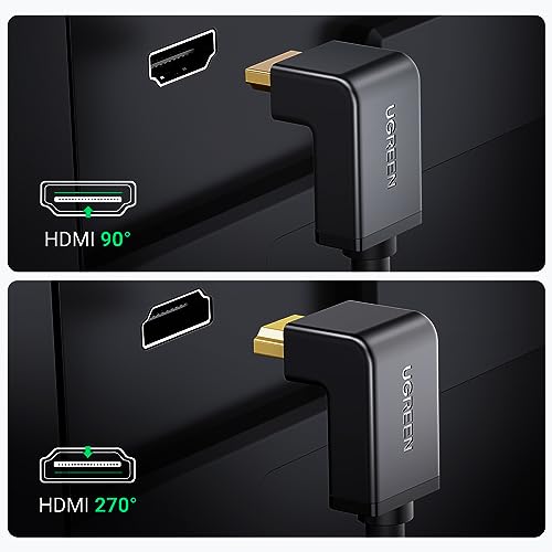 UGREEN 4K@60Hz 90 Degree HDMI 2.0 Cable Right Angle, 6.6FT | High Speed HD 3D 1080P ARC, Down Angle, Compatible with Laptop Monitor Nintendo Switch 2 Xbox PS5 PC TV - size: 6.6FT
