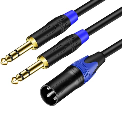 6.35mm Dual TRS to XLR Male Cable for Microphone, Mixer, Amplifier, (2 PACK-11.8 inch), Dual1/4 TRS to XLR Audio Cable, Y Splitter Patch Cord, 3-Pinxlr to Dual 1/4 Male Converter Adapter Cable - style: 2PACK-11.8inch-Male