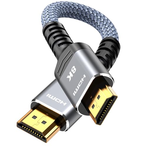 Highwings 4K Short HDMI Cable 0.5FT/0.15m - 4K@60Hz HDR Braided HDMI Cord, 18Gbps High Speed with Ethernet/ARC, 3D, HDCP 2.2, ARC, Compatible for PS-5/4/3/4K HDTV/Monitor/Projector/Streaming Media - color: Grey, size: 0.5 feet