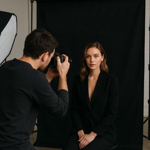 EMART 30x10 ft Black Backdrop for Photoshoot, High Density Polyester Fabric Pure Backdrop Curtain, Black Photography Backdrop for Portrait Photoshoot, Video Recording - size: 30x10ft