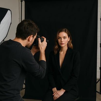 EMART 30x10 ft Black Backdrop for Photoshoot, High Density Polyester Fabric Pure Backdrop Curtain, Black Photography Backdrop for Portrait Photoshoot, Video Recording - size: 30x10ft