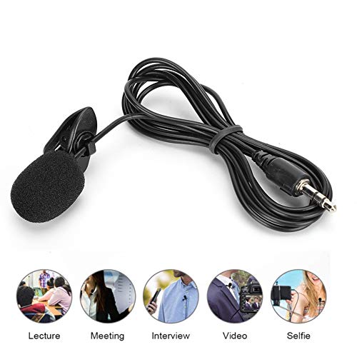 ASHATA Wired Clip Microphone Anti Noise Audio Mic Interviewing Black 5Pcs Mini Mic Reporter for Teacher