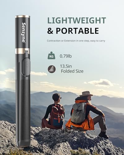 Sensyne 63" Selfie Stick Tripod, Extendable Phone Tripod with Wireless Remote Compatible with Cell Phones for Selfies, Photography,Video, Live Stream - size: 63in