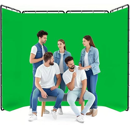 7.87ft x 13.12ft Green Screen Backdrop with Stand, Large Professional Collapsible Backdrop System for Photo Studio, Video Shooting, Live Streaming, Gaming