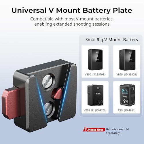 SmallRig V Mount Battery Plate, Quick Release Plate with 1/4"-20 Holes | Mini V-Lock Mount Plate Kit, Lightweight for Smallrig V-Mount Battery VB99 SE / VB50 / VB99 / X99, Monitors, Magic Arms - style: 1/4"-20 Hole