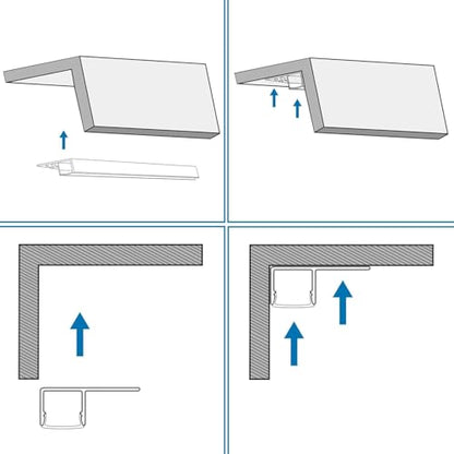 inShareplus Plaster-in LED Channel, 3.3ft/1M 10Pack LED Aluminium Channel with Milky Diffuser, Trimless Recessed Single-Sided Aluminum Profile LED Strip Diffuser for Under Cabinet and Corners of Wall - size: single-edge-10-pack (recessed)