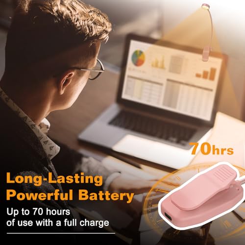 KTEBO 2 Pack Rechargeable Book Light Clip-On Reading Light for Books in Bed | 9 eye-friendly modes from 3 color temperatures and 3 brightness, USB-C up to 30 hrs - Black & Pink - color: Black & Pink
