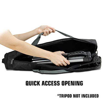 USA Gear Padded Tripod Case Bag - Holds Tripods from 21 to 35 inches - Adjustable Size Extension, Storage Pocket and Shoulder Strap for Professional Camera Accessories and Photo Carrying Needs