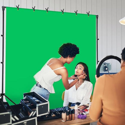 10x7 ft Adjustable Green Screen Backdrop Kit with Stand, Photo Background Support System for Video Streaming, Photography, Studio, Parties, Events - size: 7x10 ft