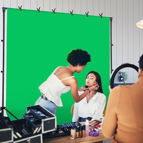 10x7 ft Adjustable Green Screen Backdrop Kit with Stand, Photo Background Support System for Video Streaming, Photography, Studio, Parties, Events - size: 7x10 ft