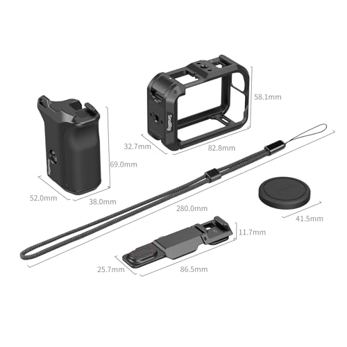 SMALLRIG Handle Grip Kit for DJI Osmo Action 6 with Metal Cage, Street Photography Grip for DJI, Action 6 Cage with Shutter Button, Cold Shoe, Wrist Strap, Lens Cover, 1/4 Threaded Hole - 6037 - style: Advanced Cage+Grip