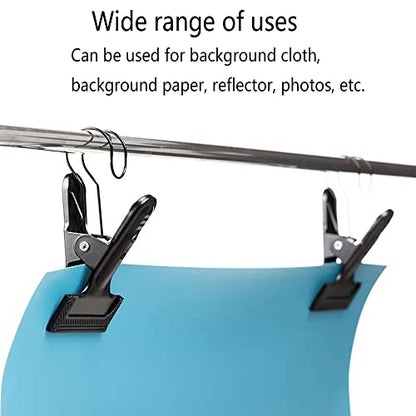 Backdrop Spring Clamps With Hook- 4 Pack of 4" Heavy Duty Clips for Photography Background Stands, Woodworking & Home Improvement Projects | For Photography Background Stands, Woodworking, Home Improvement Projects - size: 4 Packs