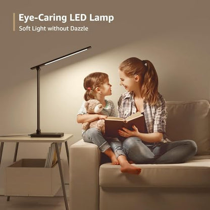Lepro LED Desk Lamp for Home Office, 9.5W 750LM Metal Touch Control Desk Light, 5 Color Modes 5 Brightness Level, Eye Caring Task Lamp For Reading, Sewing, Crafts, School Supplies, Puzzle Light, Black - color: Black