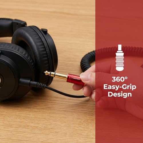 MOBOREST 1/4 to 1/8 Headphone Adapter 2-Pack – 6.35mm Male to 3.5mm Female Stereo Audio Jack Converter, Pure Copper Gold Plated for Guitar Amp, Mixer, Speaker, Piano, Headphones -2RED - color: 2RED