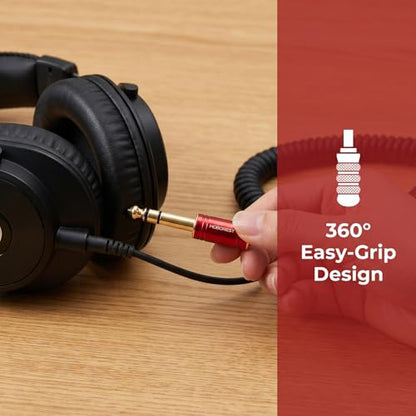 MOBOREST 1/4 to 1/8 Headphone Adapter 2-Pack – 6.35mm Male to 3.5mm Female Stereo Audio Jack Converter, Pure Copper Gold Plated for Guitar Amp, Mixer, Speaker, Piano, Headphones -2RED - color: 2RED