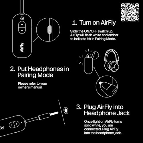 Twelve South AirFly SE, Bluetooth Wireless Audio Transmitter for AirPods/Wireless or Noise-Cancelling Headphones; Use with Any 3.5 mm Audio Jack on Airplanes, Gym Equipment or iPad/Tablets (Black) - color: Black, style: AirFly SE