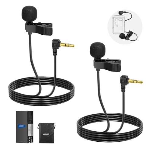 NEEWER Mini Lavalier Microphone (2 Pack), 6.6ft/2m Clip On Wired Condenser Lapel Mic with 3.5mm TRS Plug, Compatible with DJI Mic 2, Rode Wireless Go II, NEEWER CM28 CM31 Camera, LM5 - style: LM5