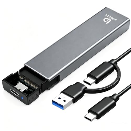 M.2 NVMe SSD Enclosure, Tool-Free Installation, USB 3.2 Gen 2 (10 Gbps) to NVME M-Key/(B+M) Key PCIe NVMe Reader Support UASP and Trim, for SSDs 2230/2242 /2260/2280（Gery） - color: Gery