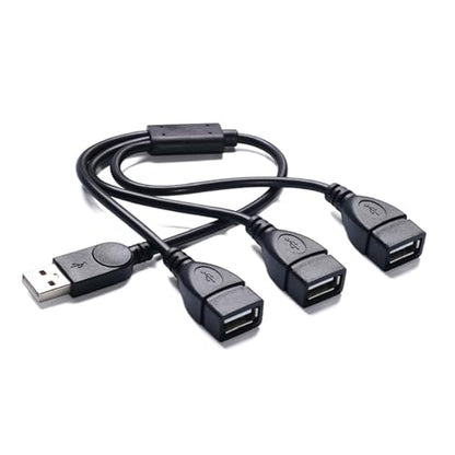 USB Splitter 1 in 3 Out, USB 2.0 Y Splitter Cable, Male to 3 Female, Portable USB Hub for Laptop, PC, Car, PS5, Xbox - Data Transfer & Shared Charging