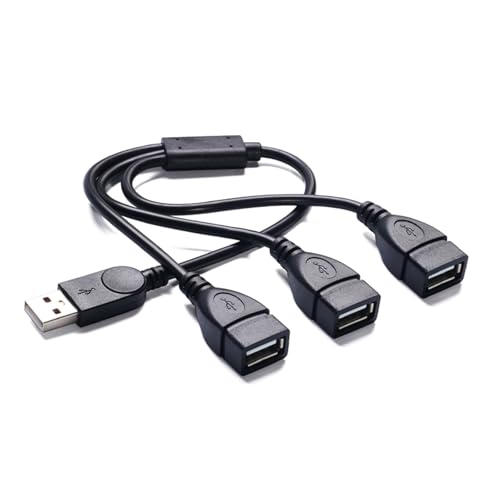 USB Splitter 1 in 3 Out, USB 2.0 Y Splitter Cable, Male to 3 Female, Portable USB Hub for Laptop, PC, Car, PS5, Xbox - Data Transfer & Shared Charging