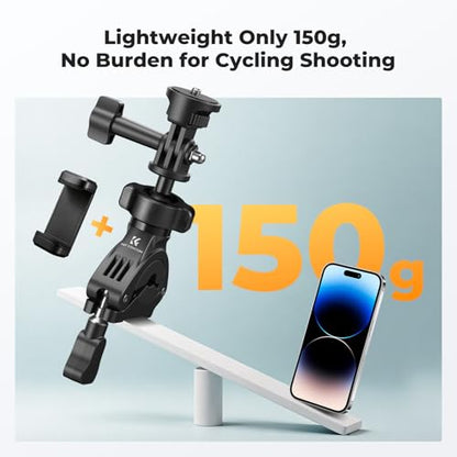 K&F CONCEPT Handlebar Bike Motorcycle Mount, 360° Rotation Camera Clamp Mount with 1/4" Screw Compatible with Hero 13/12/11/10, Osmo Action 6 5 4 Pro, 360 X5 X4 and Smartphones - style: One Ball Joint