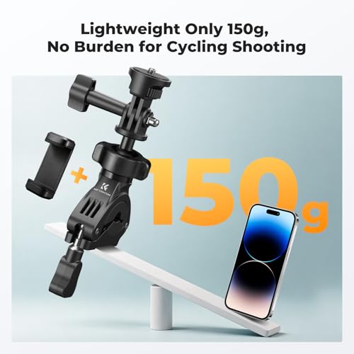 K&F CONCEPT Handlebar Bike Mount, 360° Rotation Camera Clamp Mount with 1/4" Screw Compatible with Hero 13/12/11/10, Osmo Action 6 5 4 Pro, 360 X5 X4 and Smartphones - style: One Ball Joint