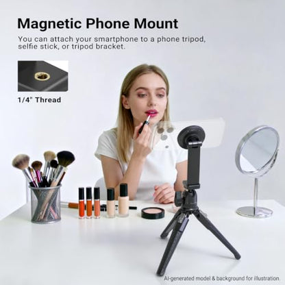 NEEWER Entry Level Version Magnetic Phone Holder Tripod Mount Adapter, 360° Compact Lightweight Portable Compatible with MagSafe iPhone Samsung Android for Video Recording, PA153 - style: PA153