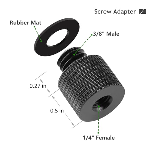 Camera Screw Adapter 8 Pieces Thread 1/4" Male to 3/8" Female and 3/8" Male to 1/4" Female Adapter with Rubber Pad for Camera Monitor, Tripod, Mount