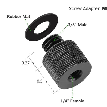 Camera Screw Adapter 8 Pieces Thread 1/4" Male to 3/8" Female and 3/8" Male to 1/4" Female Adapter with Rubber Pad for Camera Monitor, Tripod, Mount