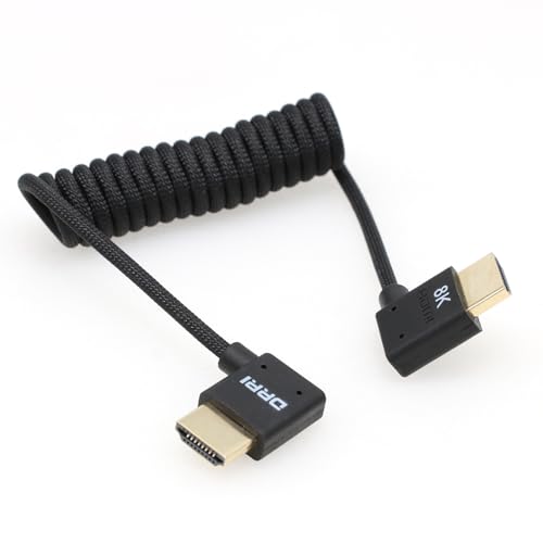 8K/60Hz 4K/120Hz HDMI 2.1 Braided Cable for Sony FX3 FX30 A7R-V FS700U,Z Cam,Panasonic Lumix S5I S5iiX Camera BMPCC4K Atomos Ninja V / BM5 Monitors Left Right Angle Coiled - color: Black braided Coiled, size: Left HDMI-Right HDMI